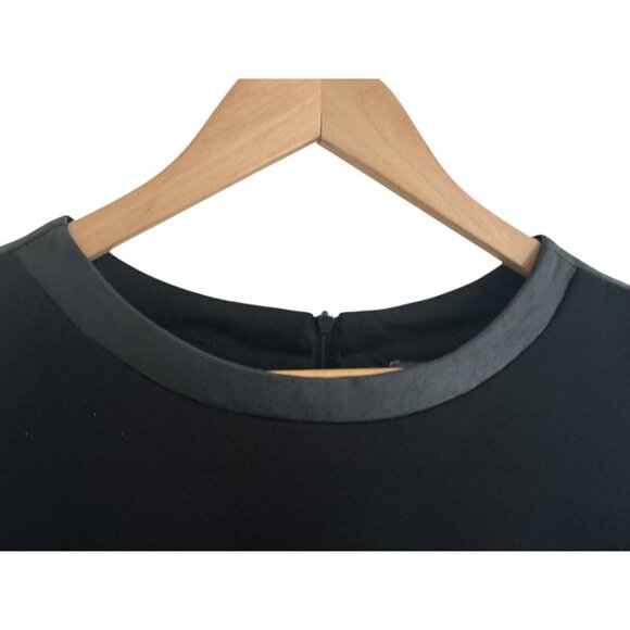 Donna Ricco Black Faux-Leather Cutout Shift Dress Size 6 Wedding Cocktail Party - Picture 3 of 9